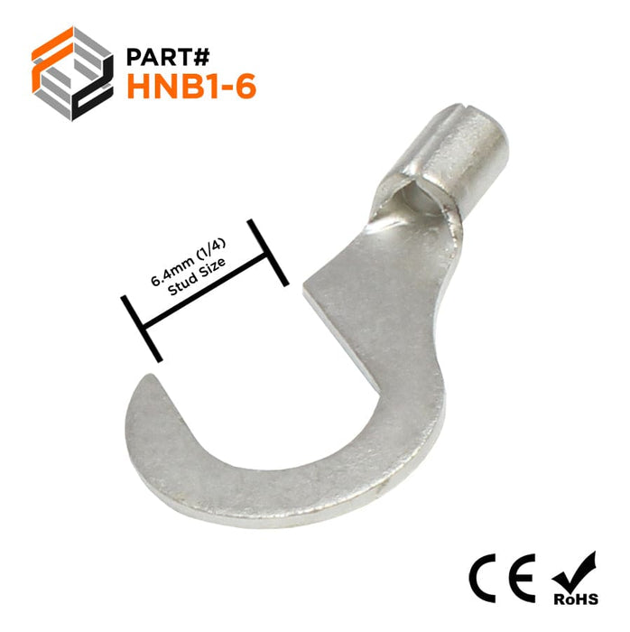 HNB1-6 - Non Insulated Hook Terminals 22-16AWG - Ferrules Direct