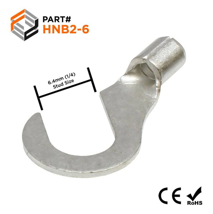 HNB2-6 - Non Insulated Hook Terminals 16-14AWG - Ferrules Direct