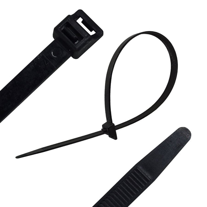 HRCV490XLBK - Releasable Ties - 490 x 12.8mm - Black - UV Resistant - Ferrules Direct