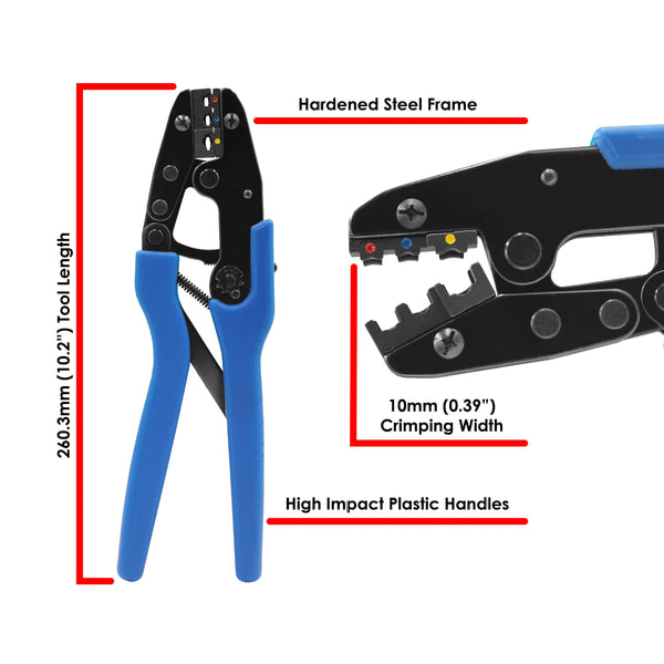 KST2000C - UL Approved Insulated Terminal Crimping Tool - Male/Female Disconnects - 22-10 AWG - Ferrules Direct