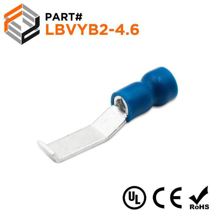 LBVYB2-4.6 - Vinyl Insulated Lipped Blade Terminals - 16-14 AWG - Ferrules Direct