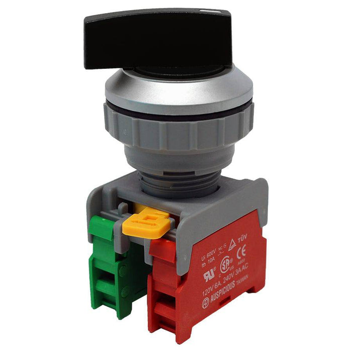 LSS30-1O/C-BK - Long Knob Switch - 1 Contact (1/O) - 2 Positions (0-1) - Black - Ferrules Direct