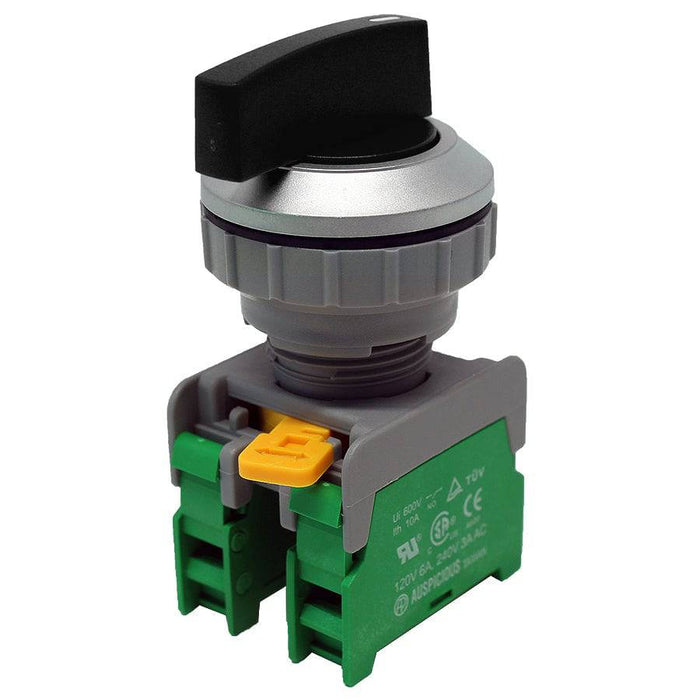 LSS30-2/O-BK - Long Knob Switch - 2 Contact (2/O) - 3 Positions (1-0-2) - Black - Ferrules Direct