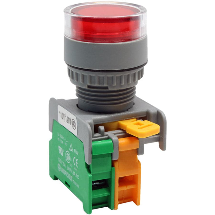 LXG22-1/O-RD - Illuminated Push Button - 1 Contact (1/O) - 22mm - 110V - Red - Ferrules Direct