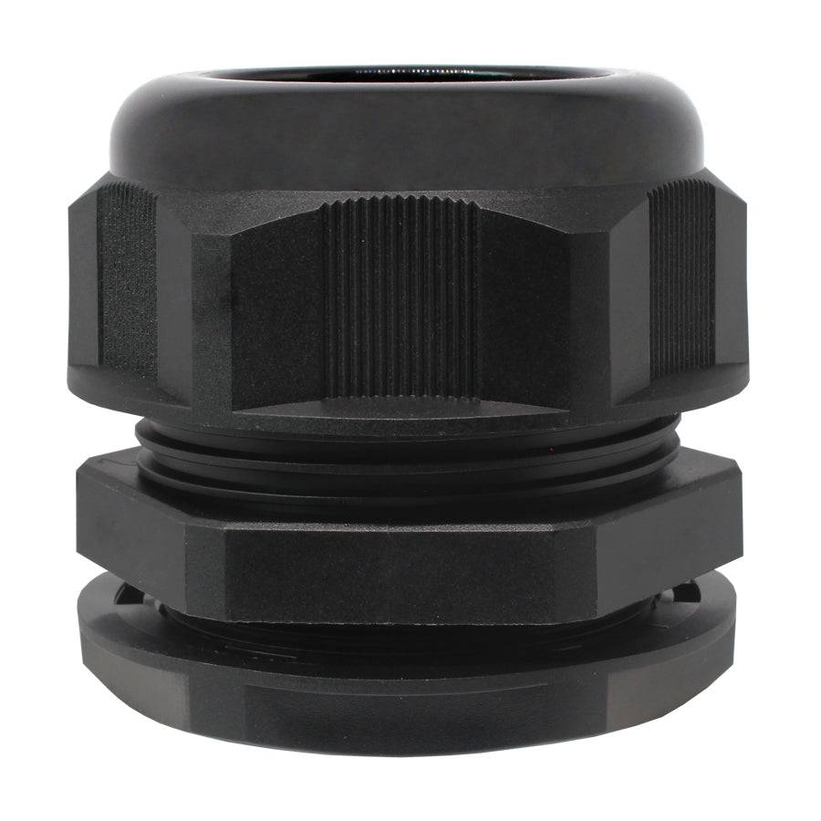 M50 x 1.5mm Metric Thread Nylon Cable Gland, Black, Range 7/8" to 11/2", UL Recognized, IP68
