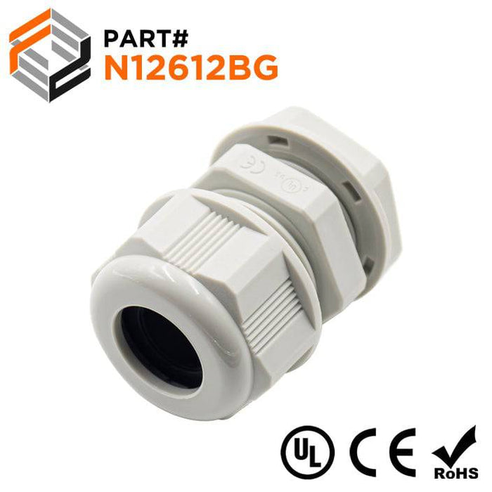 N12612BG - Nylon Cable Gland - Straight - 1/2" - Beige - Ferrules Direct