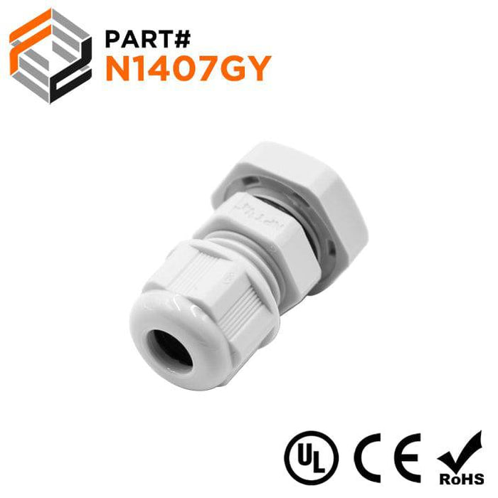 N1407GY - Nylon Cable Gland - Straight - 1/4" - Gray - Ferrules Direct