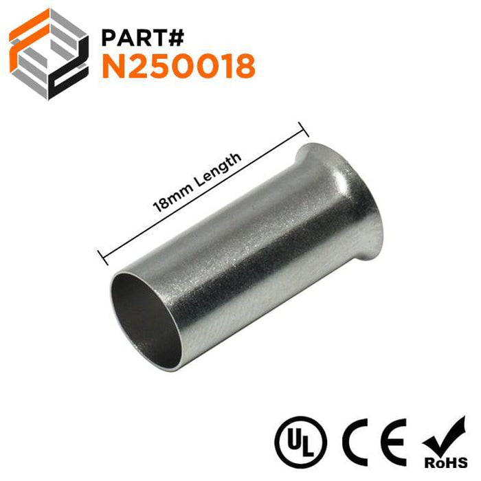 N250018 - 4 AWG (18mm Pin) Non Insulated Ferrules - Ferrules Direct