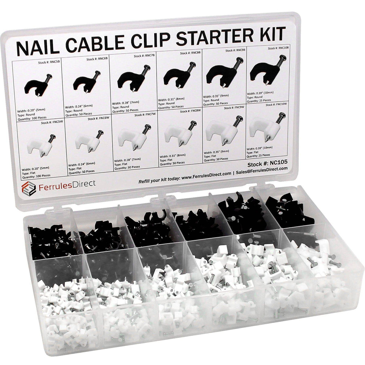 NC105 - Nail Cable Clips Kit - Round and Flat | Ferrules Direct