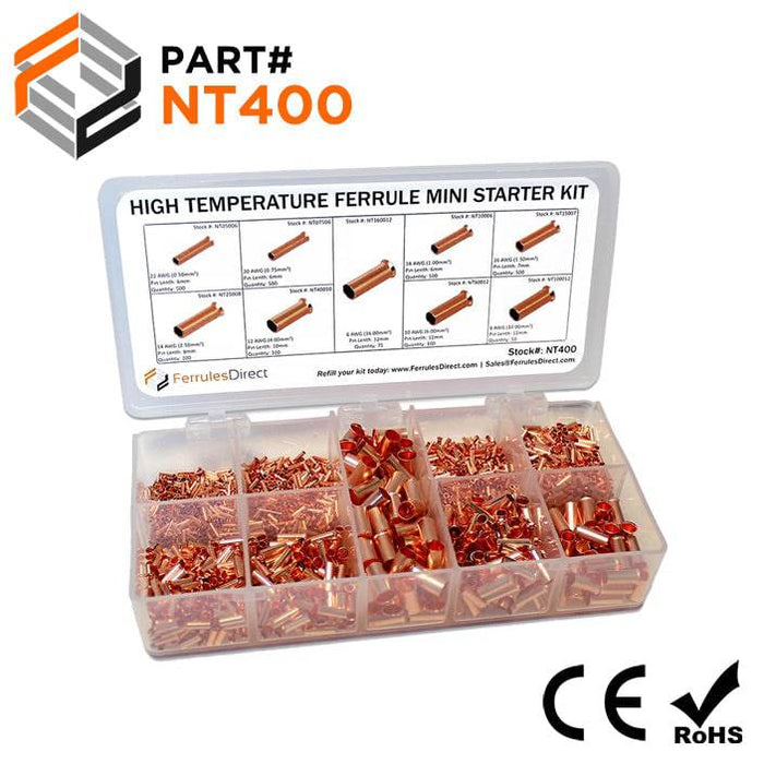 NT400 - High Temperature Wire Ferrule Mini Kit - 22-6 AWG - Ferrules Direct