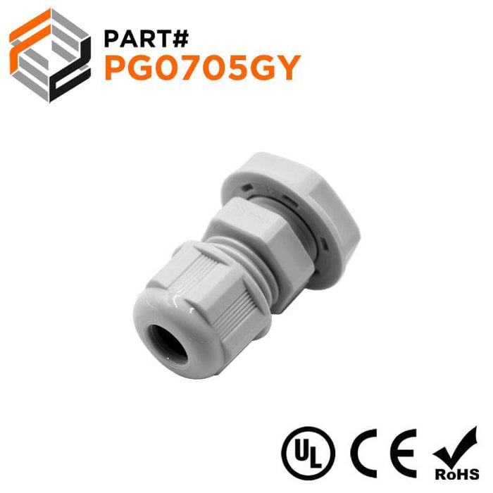 PG7 Nylon Cable Glands - 2-5mm - Gray - PG0705GY - Ferrules Direct