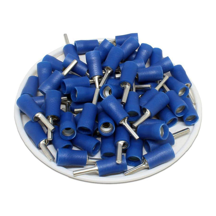 PTD2-9 - Vinyl Insulated Pin Terminals - Double Crimp - 16-14 AWG - Blue - Ferrules Direct