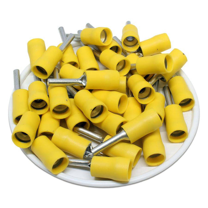 PTD5-13 - Vinyl Insulated Pin Terminals - Double Crimp - 12-10 AWG - Yellow - Ferrules Direct