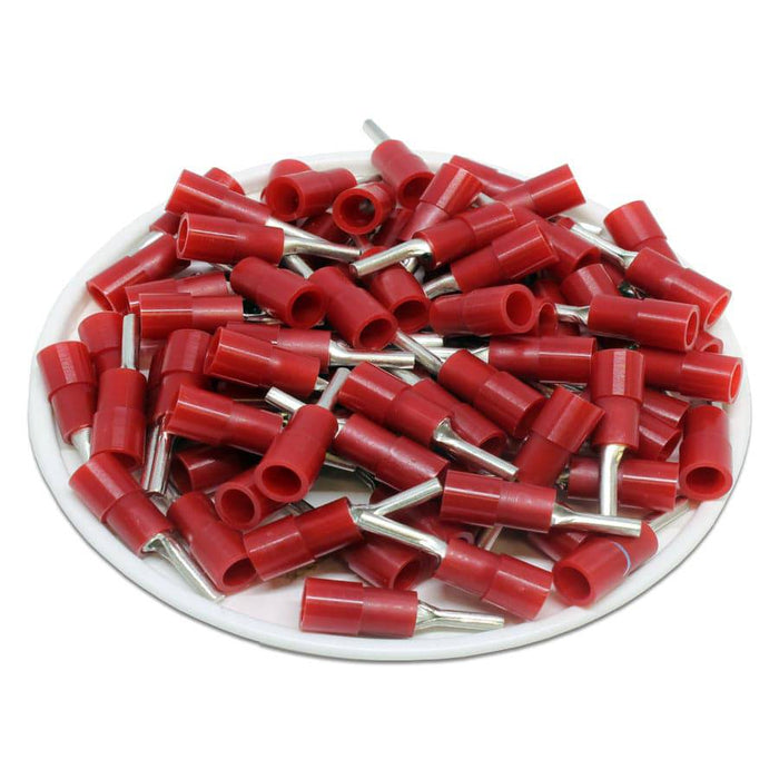 PTNYB1-9 - Nylon Insulated Pin Terminals - 22-16 AWG - Red - Ferrules Direct