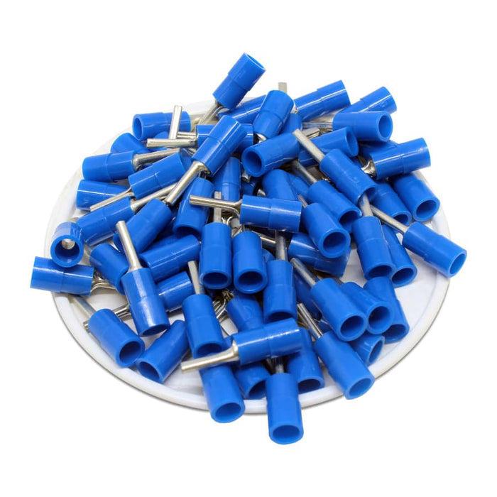 PTNYB2-10 - Nylon Insulated Pin Terminals - 16-14 AWG - Blue - Ferrules Direct