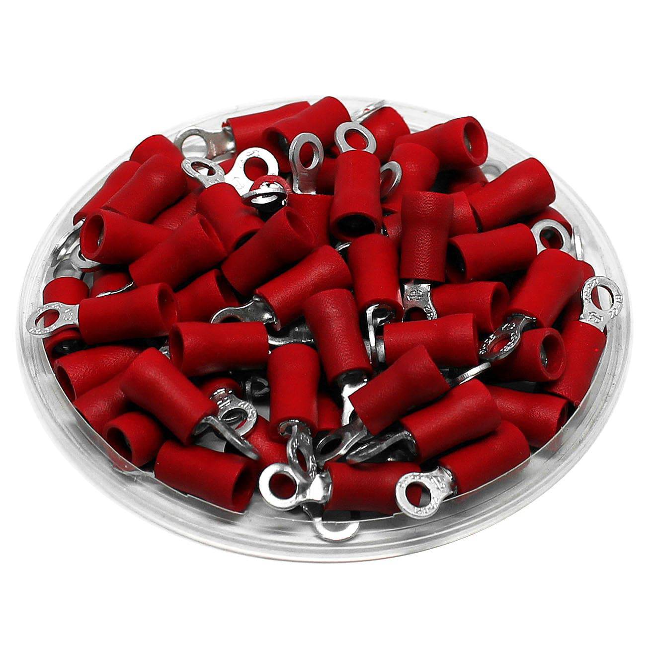 DRVB2-1 -DIN46237 Vinyl Ring Terminal Brazed 22-16 AWG - #2 Stud - 100/pk - Ferrules Direct