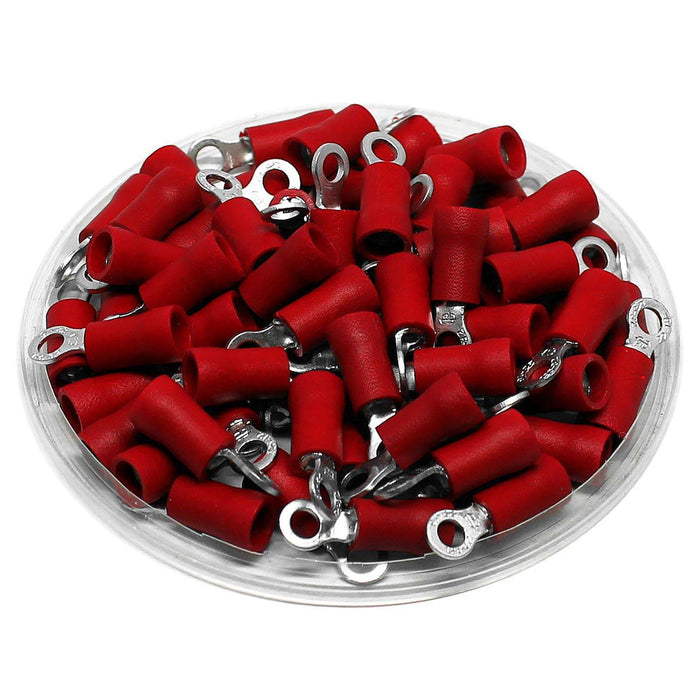 RD1-3.2 - Double Crimp Vinyl Insulated Ring Terminals - 22 AWG to 16 AWG - Ferrules Direct