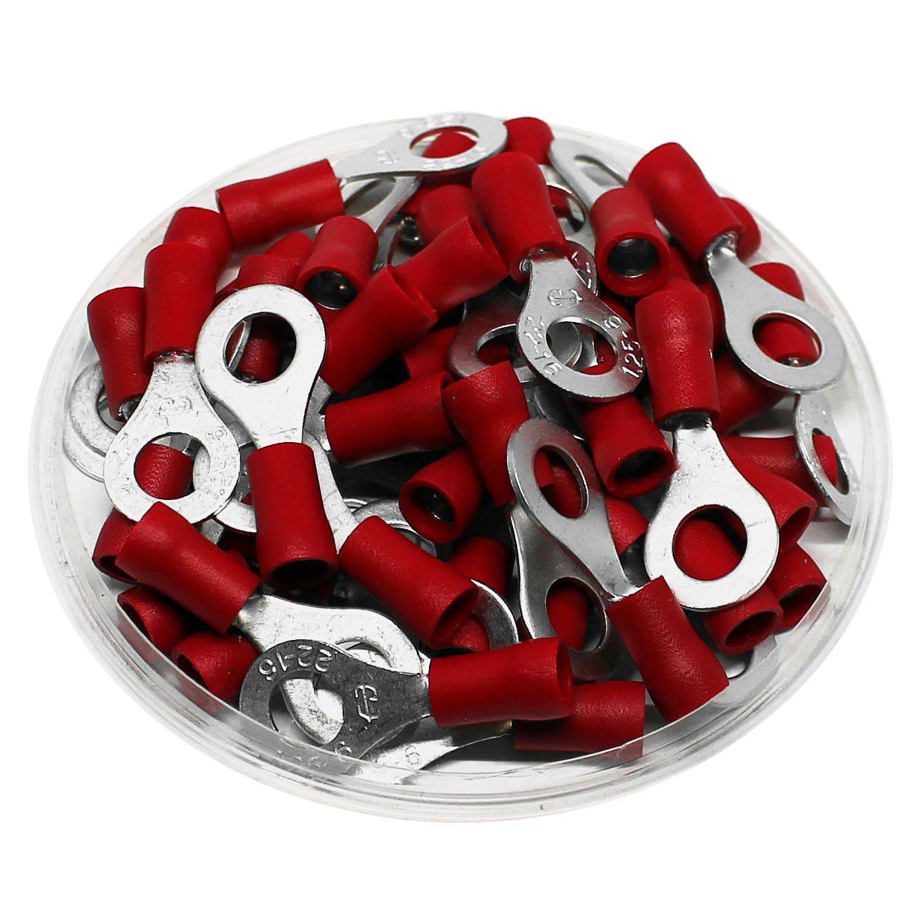25PCS Red Rubber PVC Terminals Insulated Ring Connector RC 0.5-1.5mm  22-16AWG New Arrival