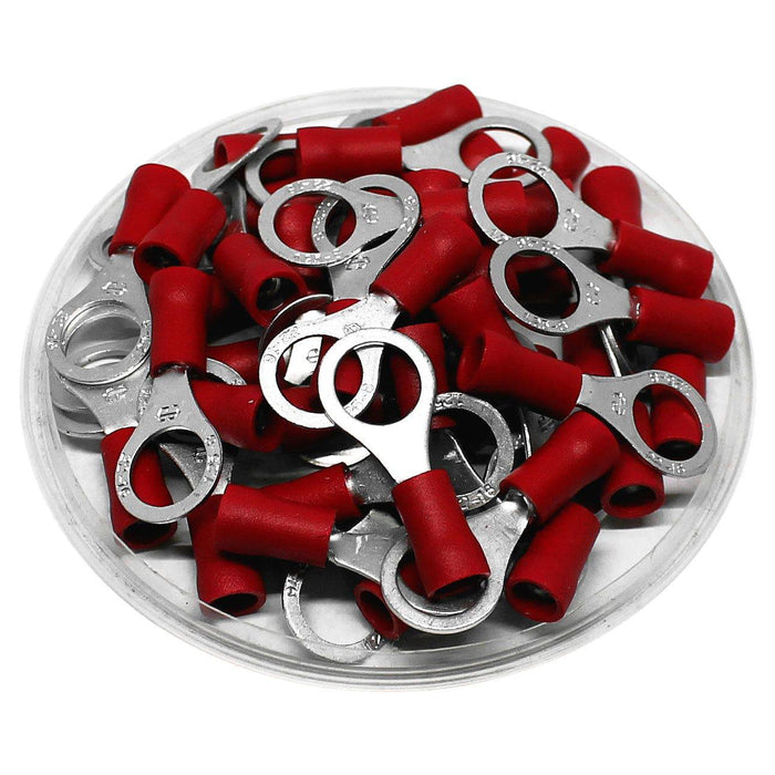 RD1-8 - Double Crimp Vinyl Insulated Ring Terminals - 22 AWG to 16 AWG - Ferrules Direct