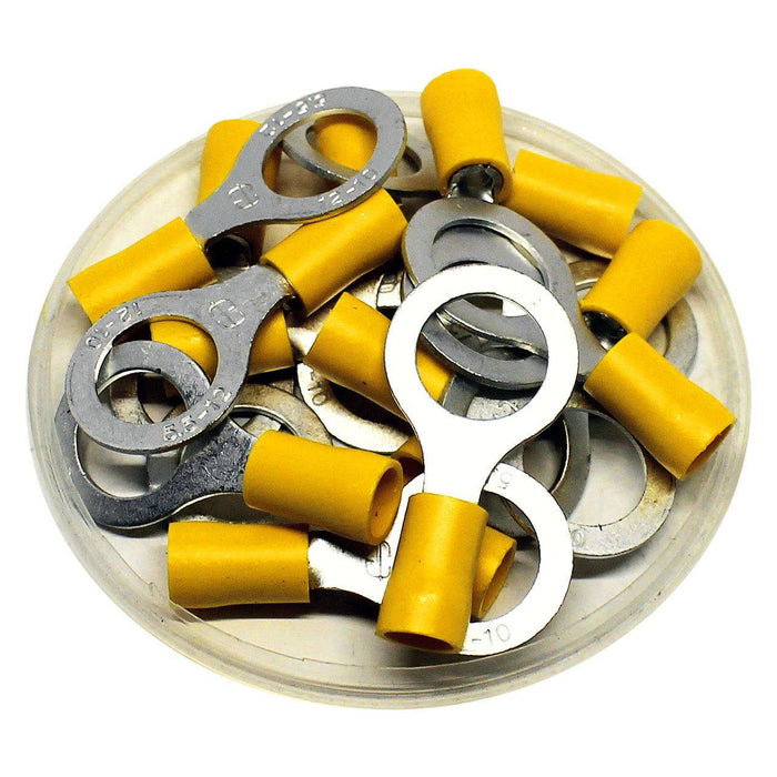RD5-12 - Double Crimp Vinyl Insulated Ring Terminals - 12 AWG to 10 AWG - Ferrules Direct
