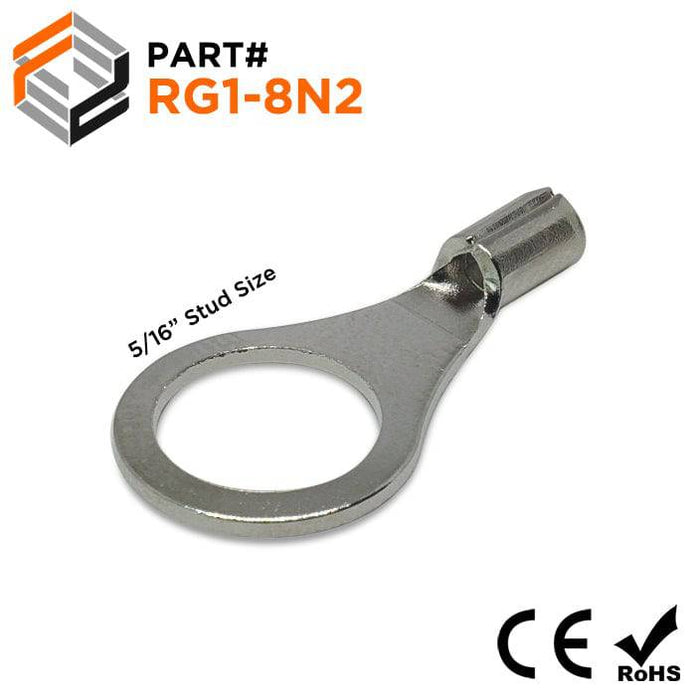 RG1-8N2 - Stainless Steel Ring Terminals - 22-16 AWG - 5/16" Stud - Ferrules Direct