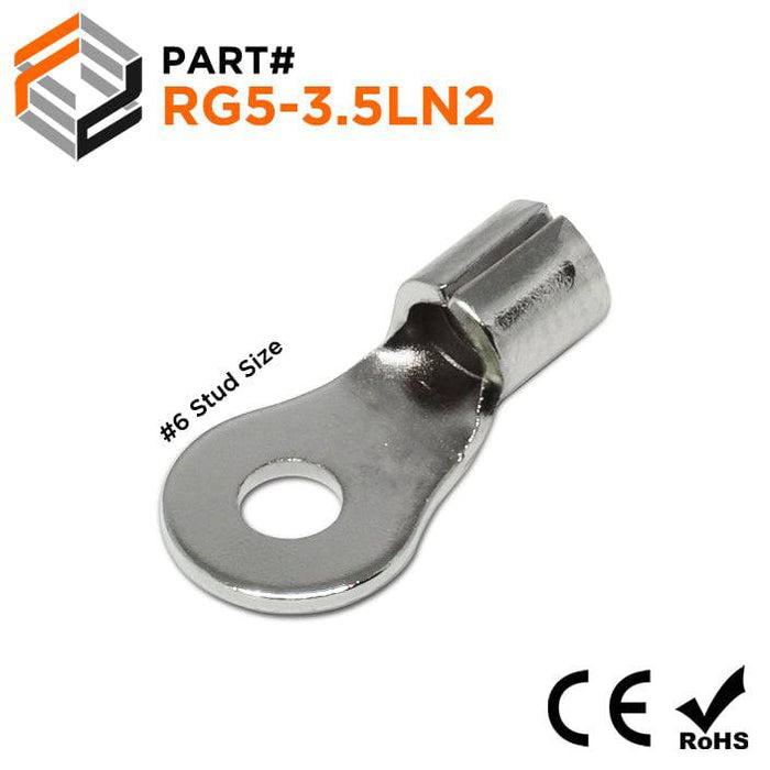 RG5-3.5LN2 - Stainless Steel Ring Terminals - 12-10 AWG - #6 Stud