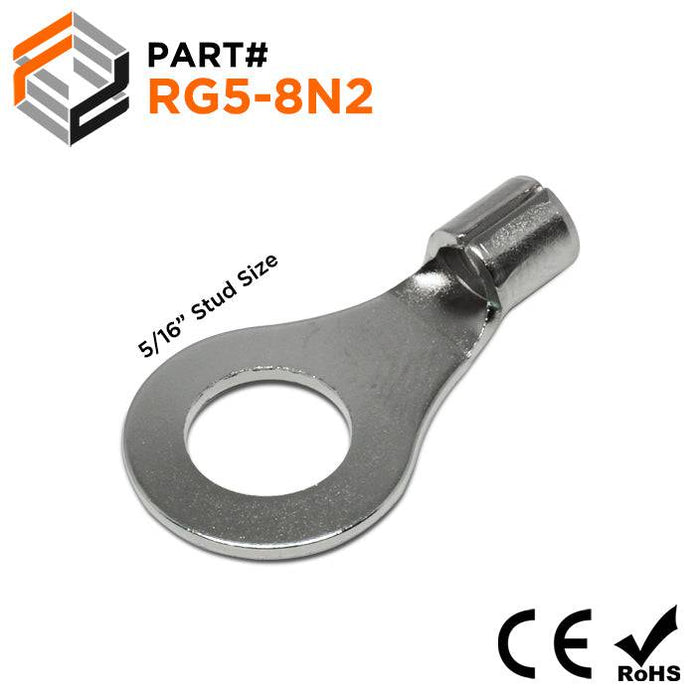 RG5-8N2 - Stainless Steel Ring Terminals - 12-10 AWG - 5/16" Stud - Ferrules Direct
