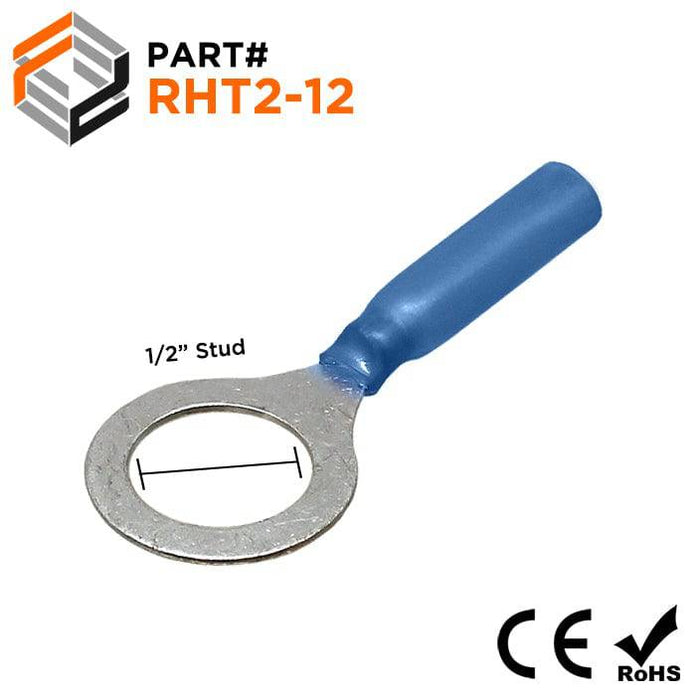 RHT2-12 - Nylon Insulated Heat Shrinkable Ring Terminals - 16-14 AWG - Ferrules Direct
