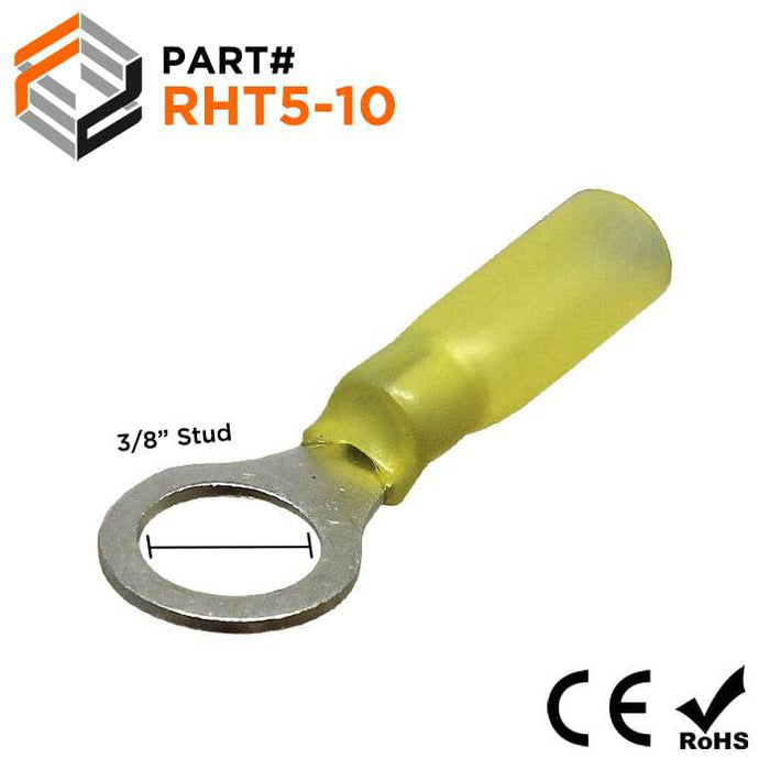 RHT5-10 - Nylon Insulated Heat Shrinkable Ring Terminals - 12-10 AWG - Ferrules Direct