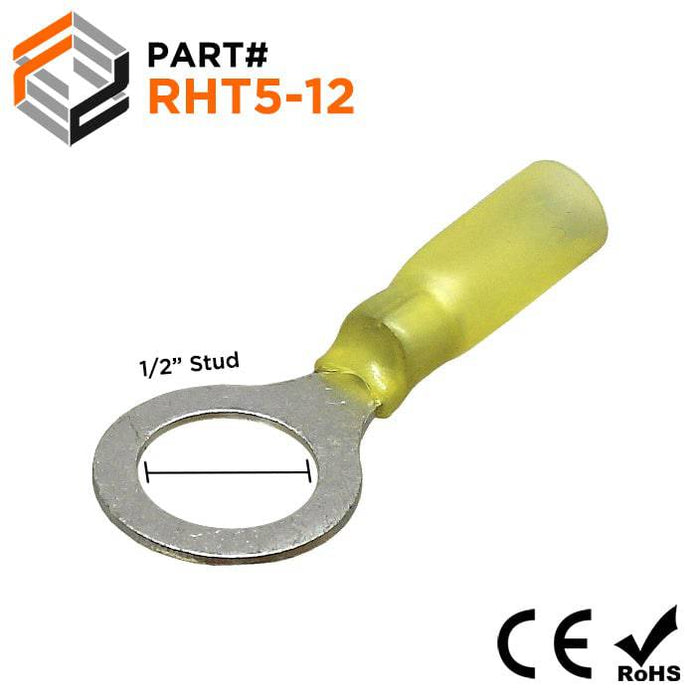 RHT5-12 - Nylon Insulated Heat Shrinkable Ring Terminals - 12-10 AWG - Ferrules Direct