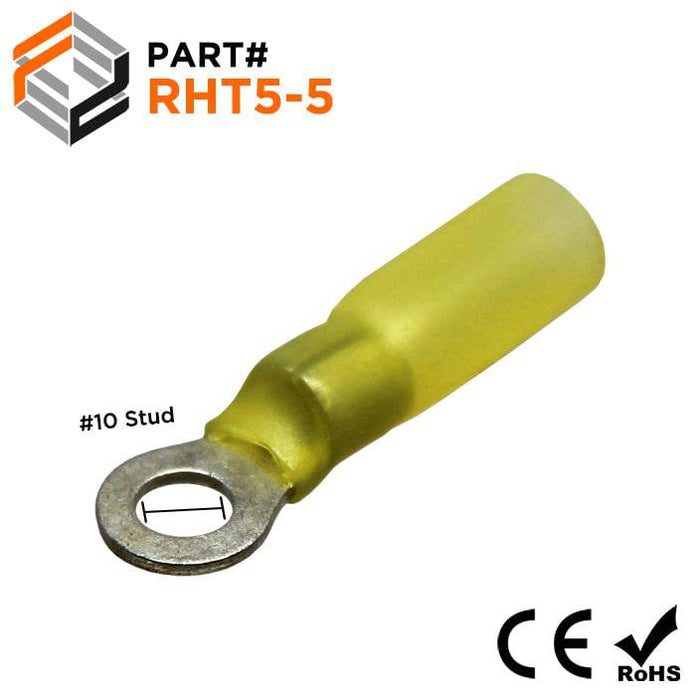 RHT5-5 - Nylon Insulated Heat Shrinkable Ring Terminals - 12-10 AWG - Ferrules Direct