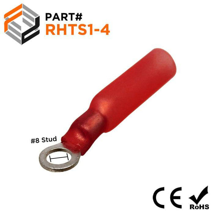 RHTS1-4 - Nylon Insulated Heat Shrinkable Ring Terminals - 22-16 AWG - Ferrules Direct