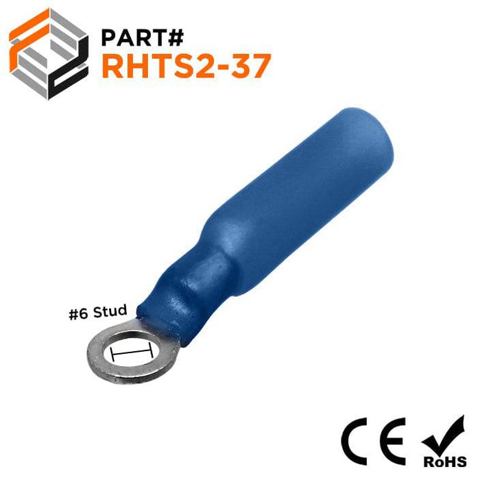 RHTS2-3.7 - Nylon Insulated Heat Shrinkable Ring Terminals - 16-14 AWG - Ferrules Direct