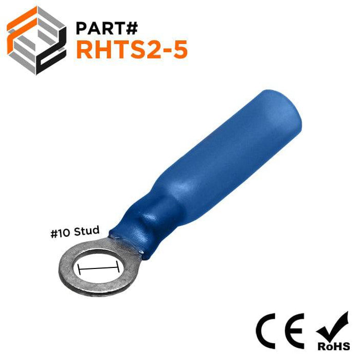 RHTS2-5 - Nylon Insulated Heat Shrinkable Ring Terminals - 16-14 AWG - Ferrules Direct