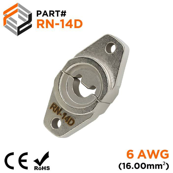 RN-14D - Crimping Die for Compression Cable Lugs - 6 AWG - Single Indent - Ferrules Direct