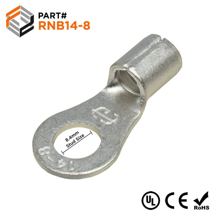 14-8 JST | JST, R Uninsulated Ring Terminal, 8 Mm Stud Size 6 AWG 6 AWG Wire Size, Grey | 838-8327P | RS