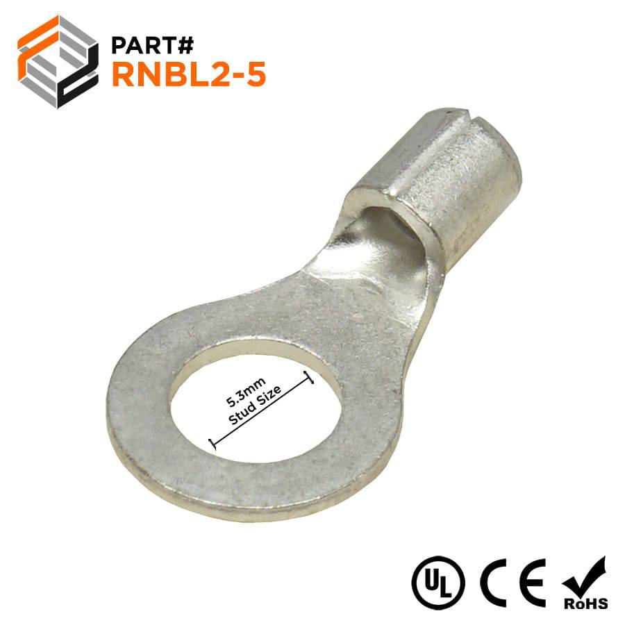 RNBL2-5 - 16 to 14 AWG Non Insulated Ring Terminals, #10 Stud, UL ...