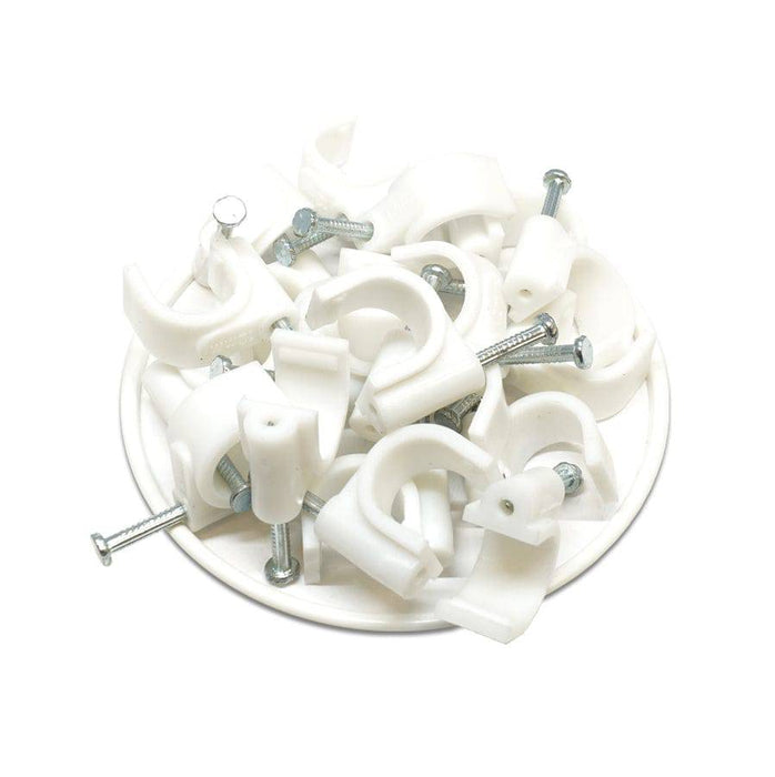 RNC12W - Round Nail Cable Clip - White - 12mm - Ferrules Direct