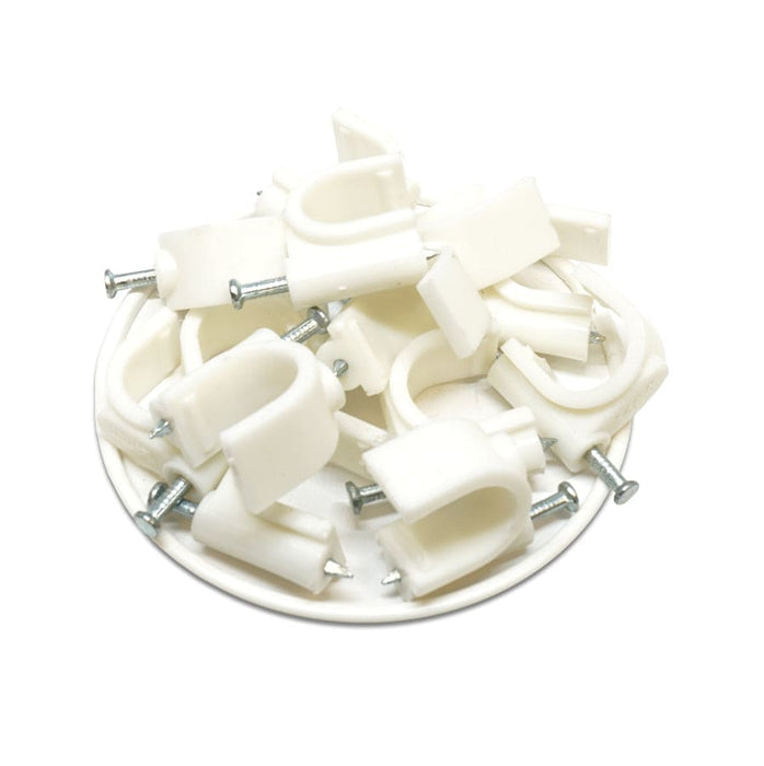 RNC14W - Round Nail Cable Clip - White - 14mm - Ferrules Direct