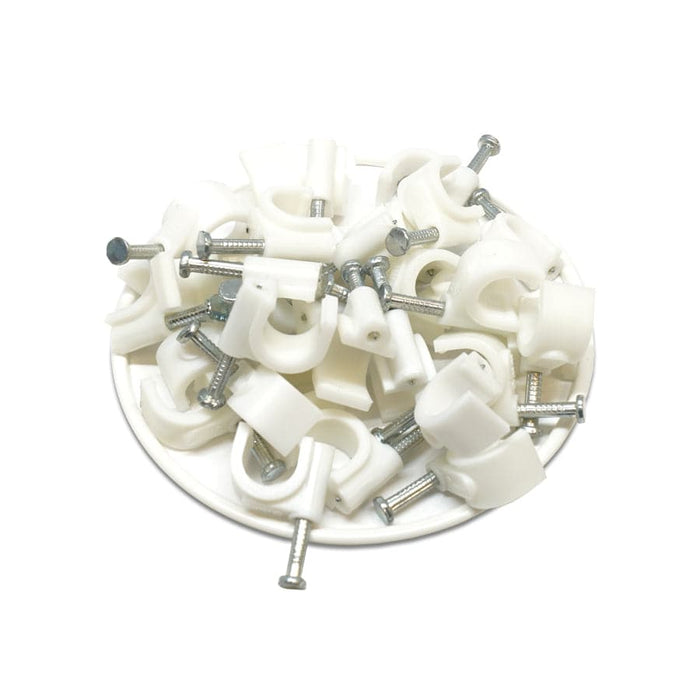 RNC9W - Round Nail Cable Clip - White - 9mm - Ferrules Direct