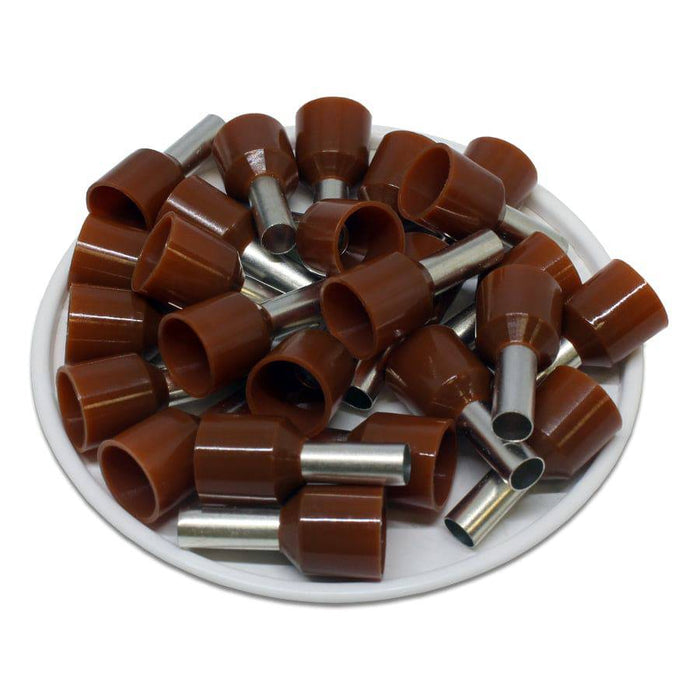 8 AWG (12mm Pin) Short Circuit Ferrules - Brown - Ferrules Direct