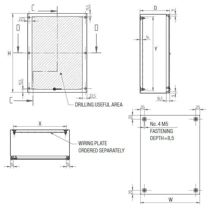 MPGamma SDN404015 - Stainless Steel Electrical Junction Box, Size: 16" x 16" x 6", 304 Stainless Steel, UL Listed - Ferrules Direct