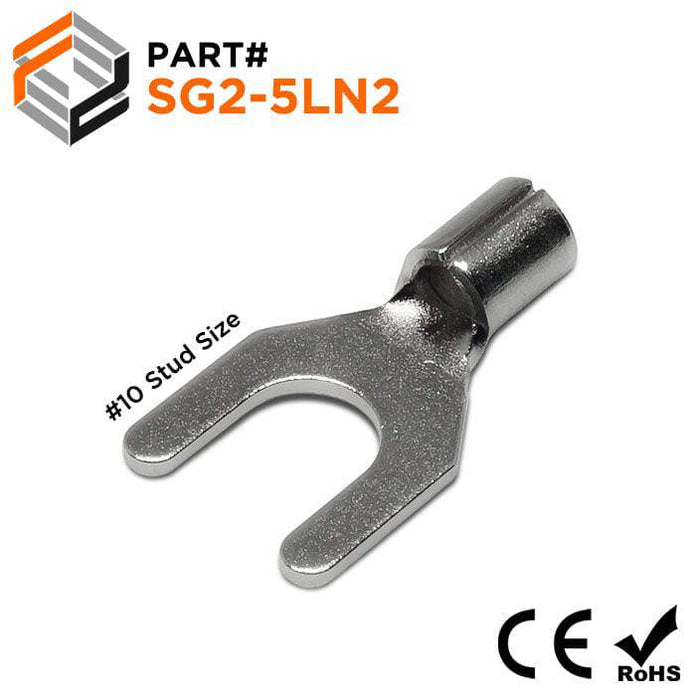 SG2-5LN2 - Stainless Steel Spade Terminals - 16-14 AWG - #10 Stud - Ferrules Direct