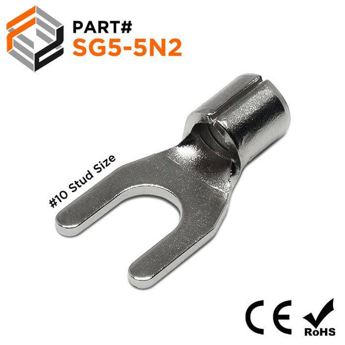 SG5-5N2 - Stainless Steel Spade Terminals - 12-10 AWG - #10 Stud - Ferrules Direct