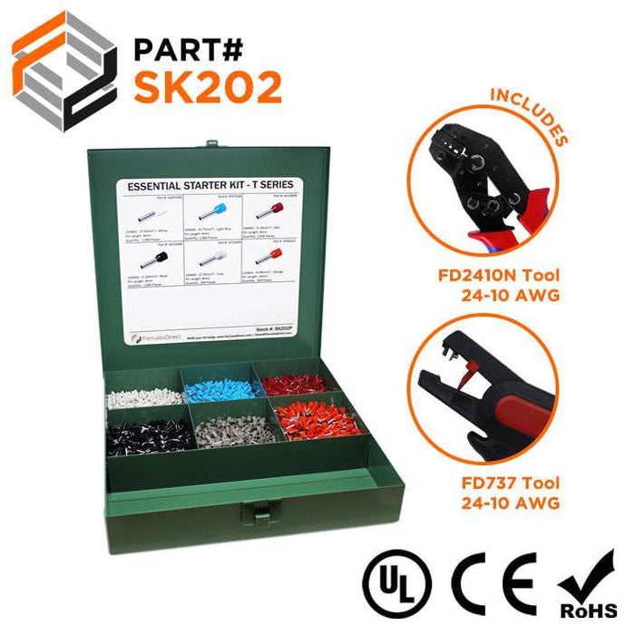 SK202 - Essential Wire Ferrule Kit + FD2410N & FD737 Tools - T Series - Ferrules Direct