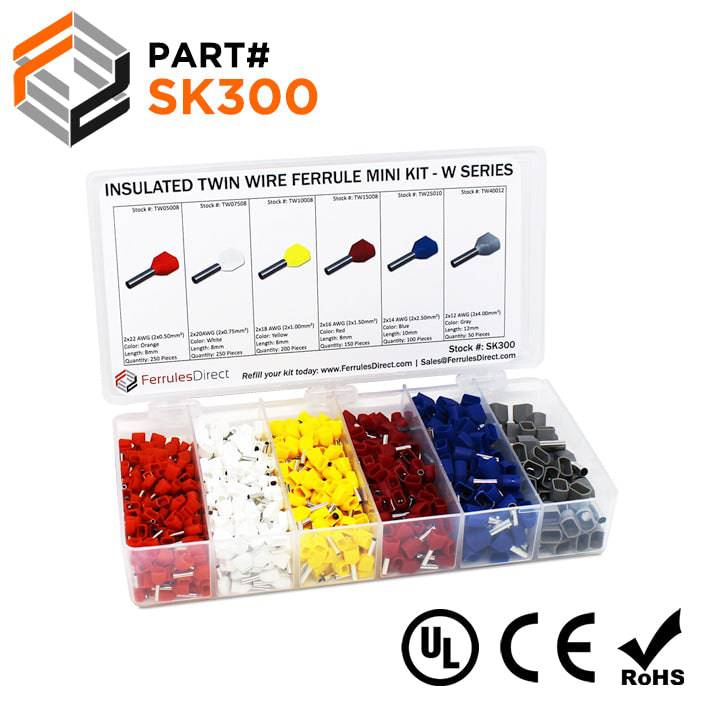SK300 - 22 to 12 AWG Twin Wire Ferrules Mini Kit, 1,000-Pieces, W