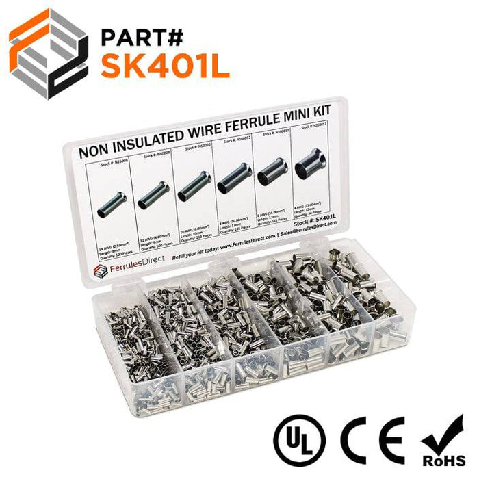 SK401L Mini Kit - Large Size Non Insulated Ferrules - 14-4 AWG - Ferrules Direct