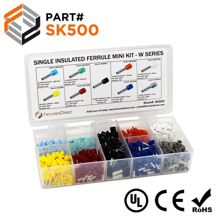 SK500 - Mini Kit - Single Insulated Ferrules - W Series - 24-10 AWG - Ferrules Direct