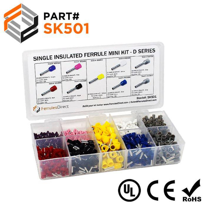 SK501 - Mini Kit - Single Insulated Ferrules - D Series - 24-10 AWG - Ferrules Direct