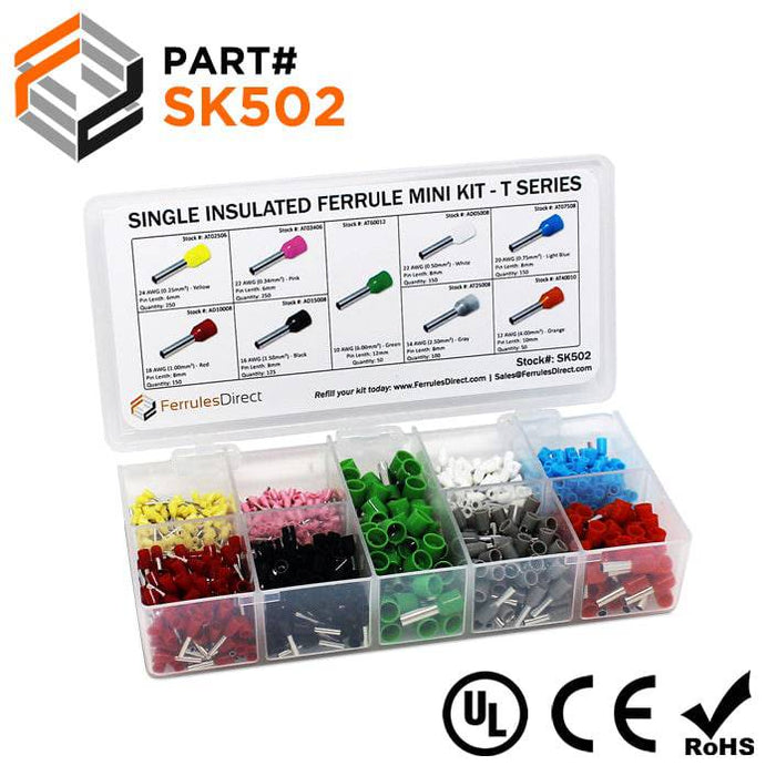 SK502 - Mini Kit - Single Insulated Ferrules - T Series - 24-10 AWG - Ferrules Direct